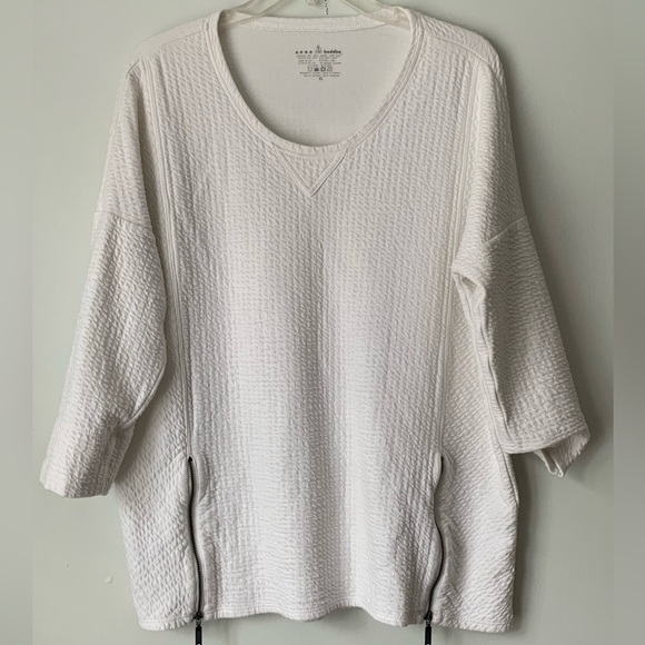 Neon Buddha Nirvana for your mind & soul white 3/4 sleeves texture pullover XL - Picture 1 of 5